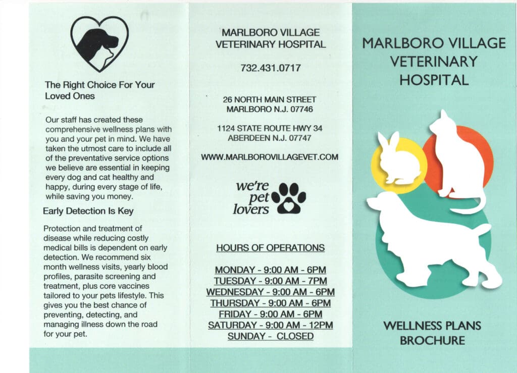 A brochure for the marlboro veterinary hospital